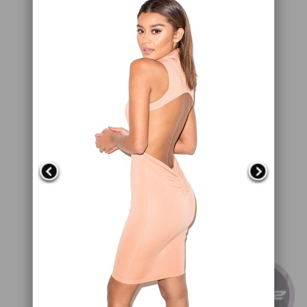 A ‘ BAE-B’ Peach Backless Dress